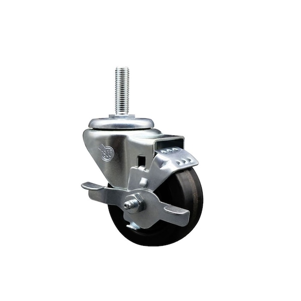 3 Inch Phenolic Wheel Swivel 58 Inch Threaded Stem Caster with Brake SCC